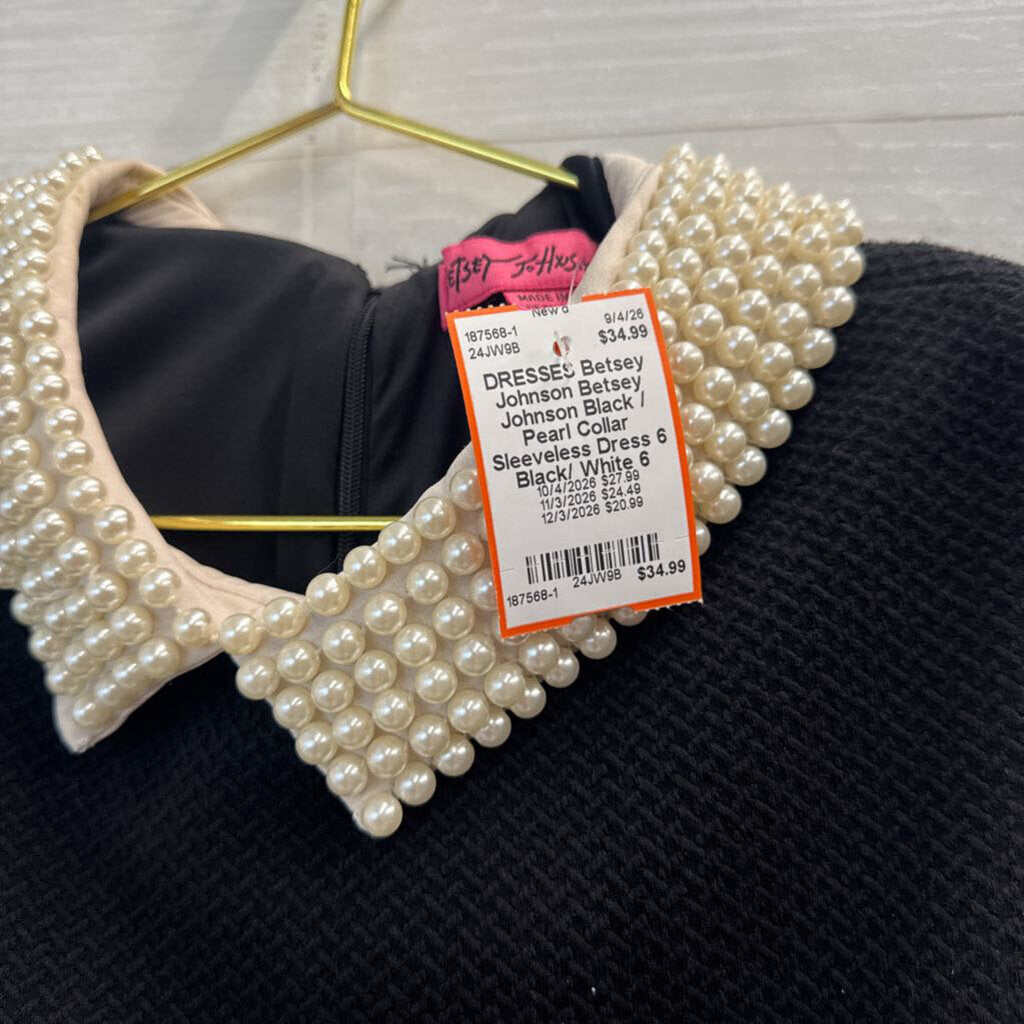 Betsey Johnson Black / Pearl Collar Sleeveless Dress 6
