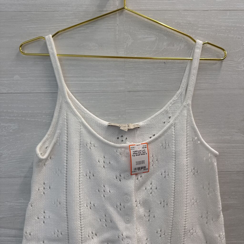 Loft White Knit Tank Top Small