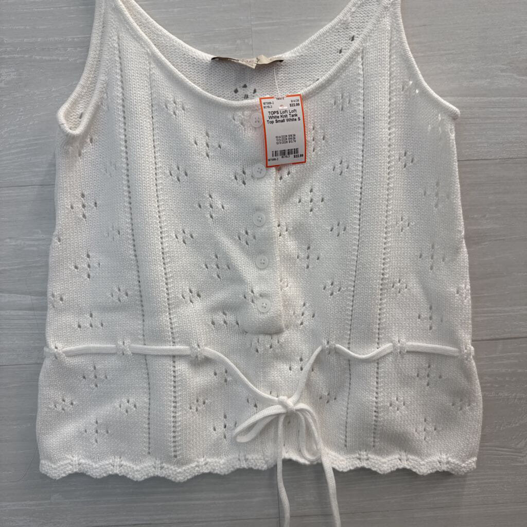 Loft White Knit Tank Top Small