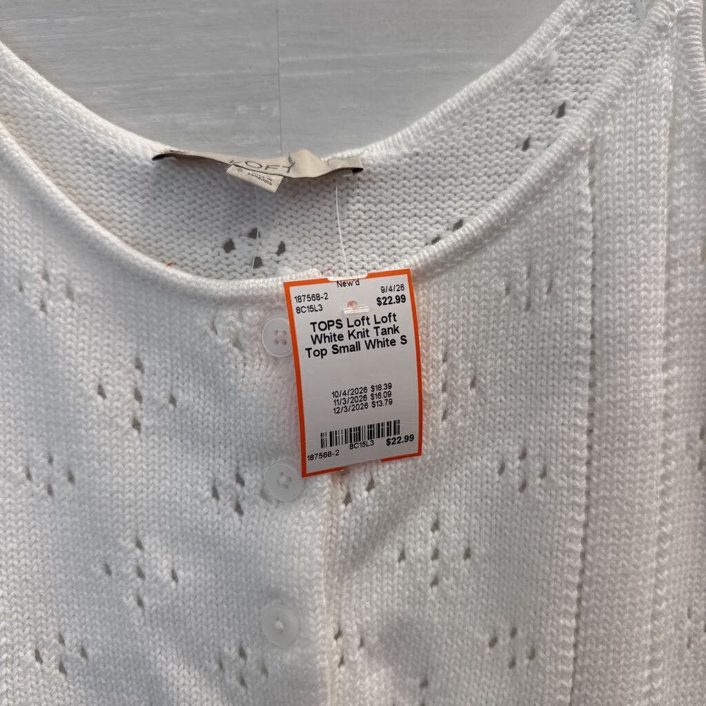 Loft White Knit Tank Top Small