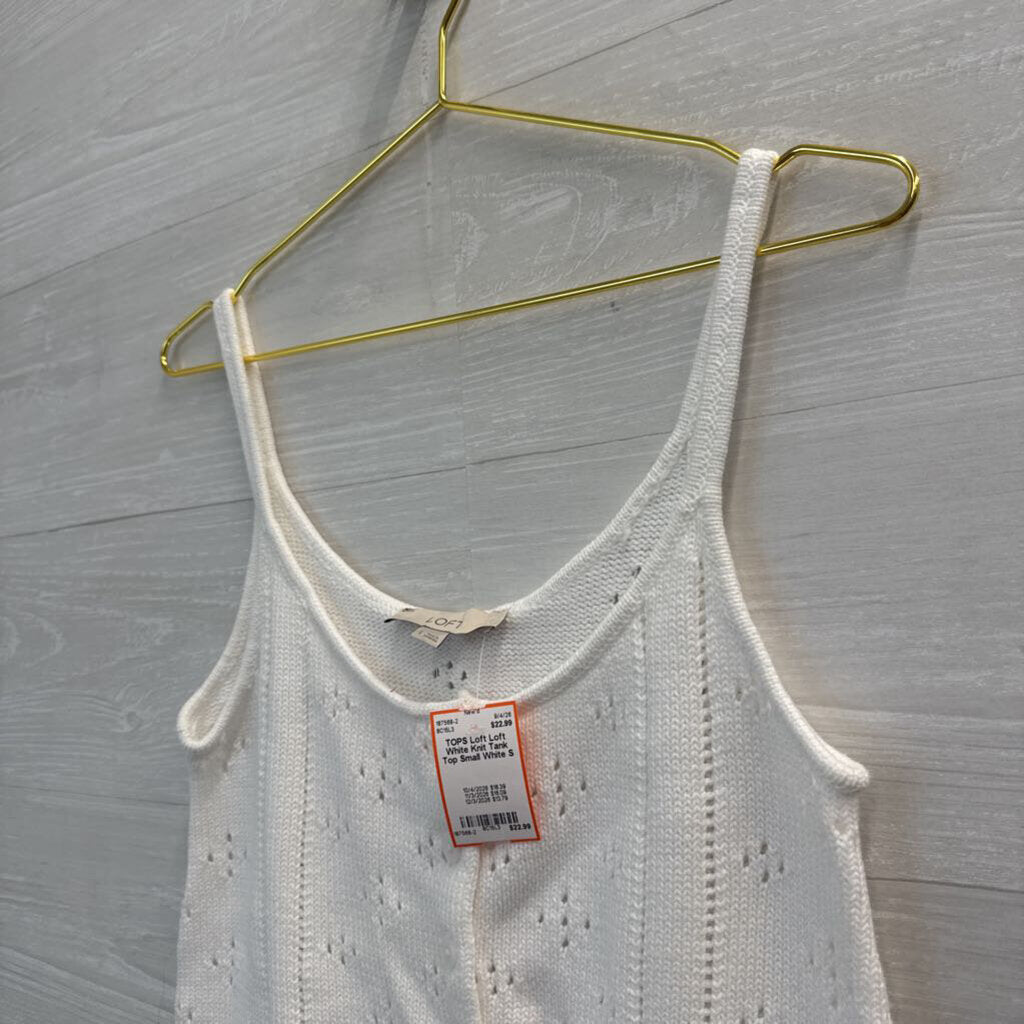 Loft White Knit Tank Top Small