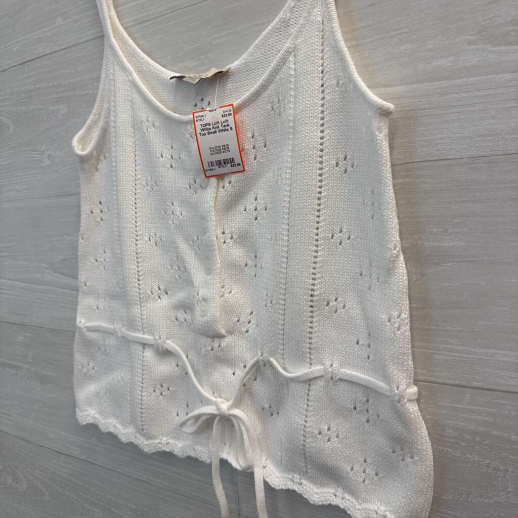 Loft White Knit Tank Top Small