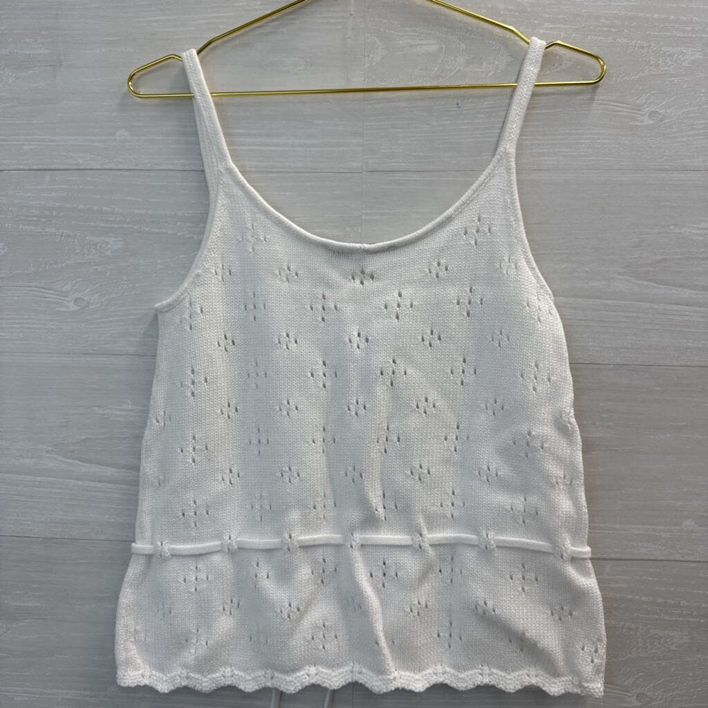 Loft White Knit Tank Top Small