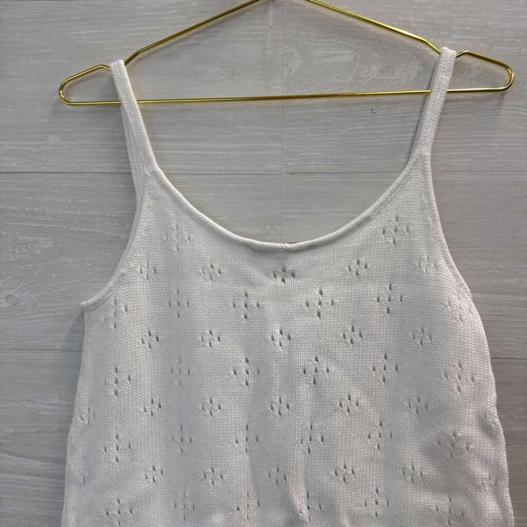 Loft White Knit Tank Top Small