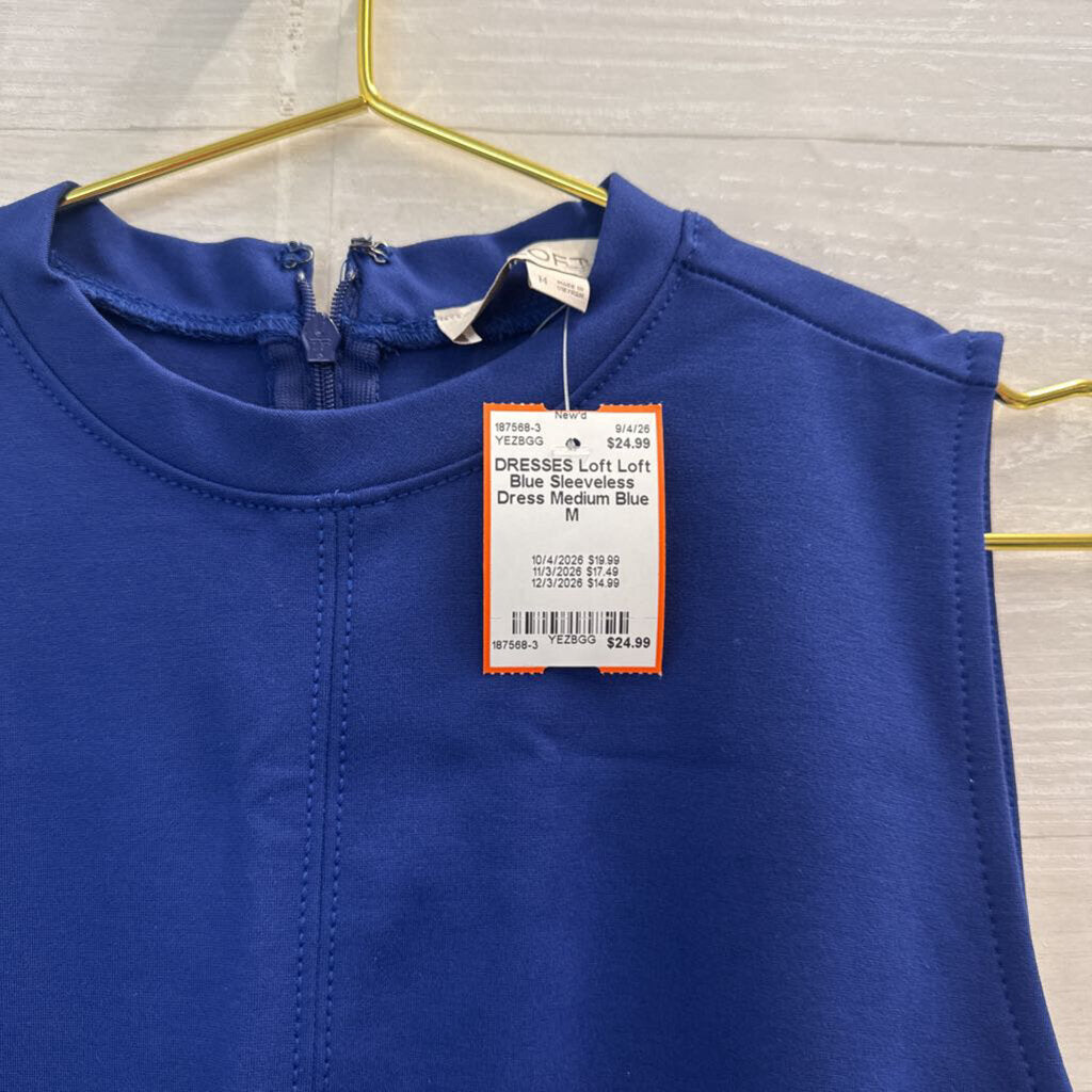 Loft Blue Sleeveless Dress Medium
