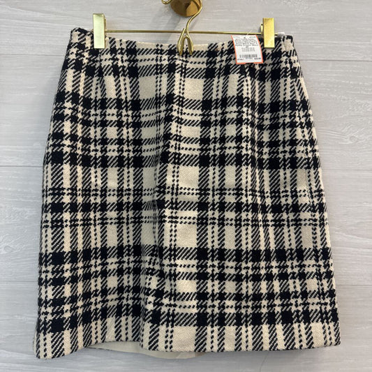 Eddie Bauer Cream/ Black Plaid Wool Blend Skirt 4 Petite