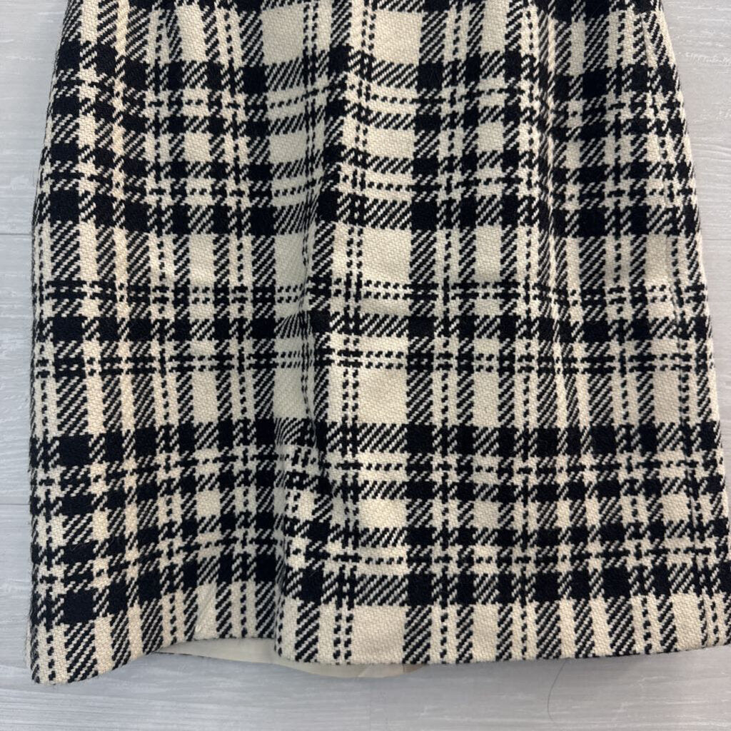Eddie Bauer Cream/ Black Plaid Wool Blend Skirt 4 Petite