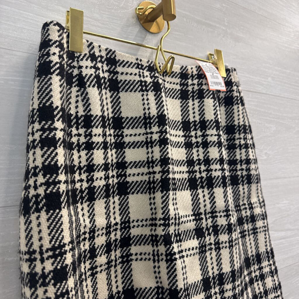 Eddie Bauer Cream/ Black Plaid Wool Blend Skirt 4 Petite