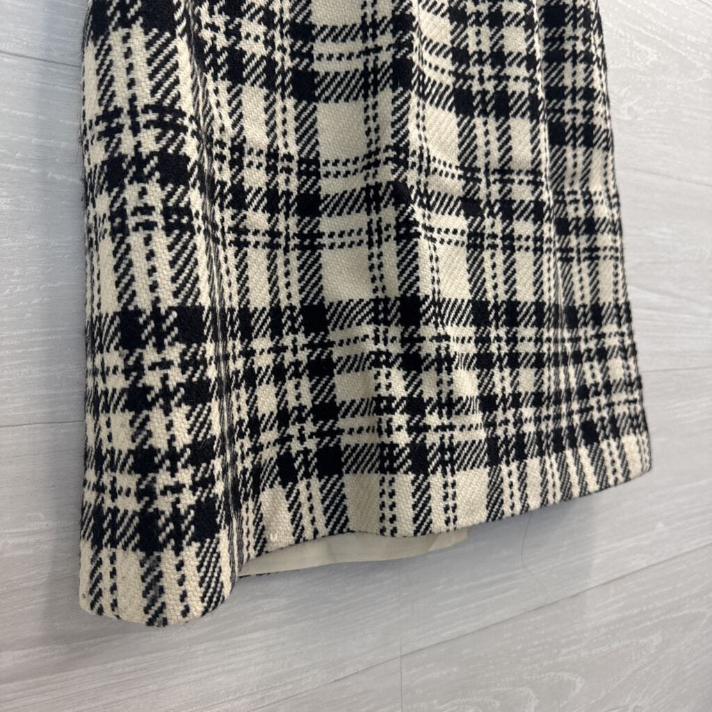 Eddie Bauer Cream/ Black Plaid Wool Blend Skirt 4 Petite
