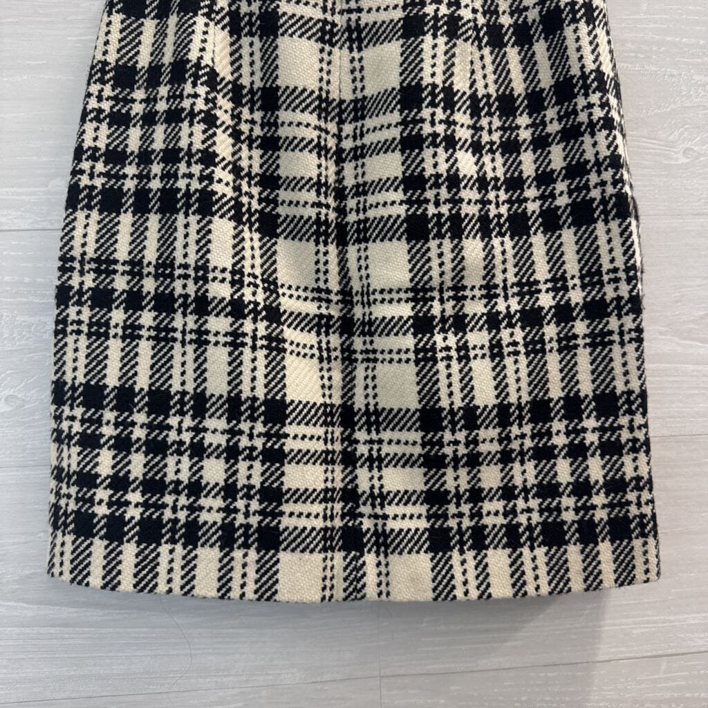 Eddie Bauer Cream/ Black Plaid Wool Blend Skirt 4 Petite