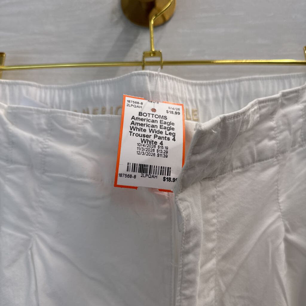 American Eagle White Wide Leg Trouser Pants 4