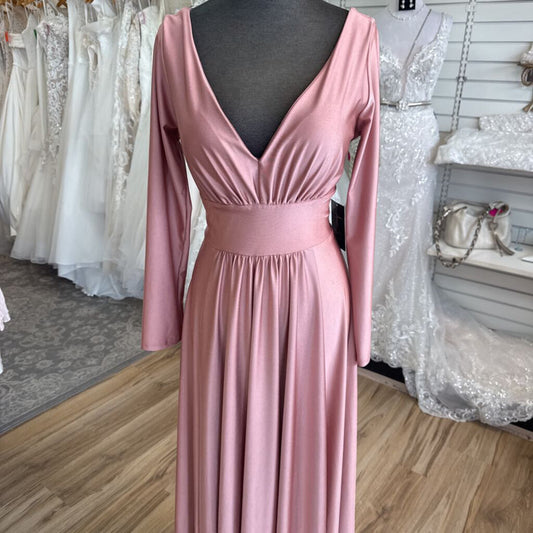 Duul Ce Pink Long Sleeve Long Formal Dress Large