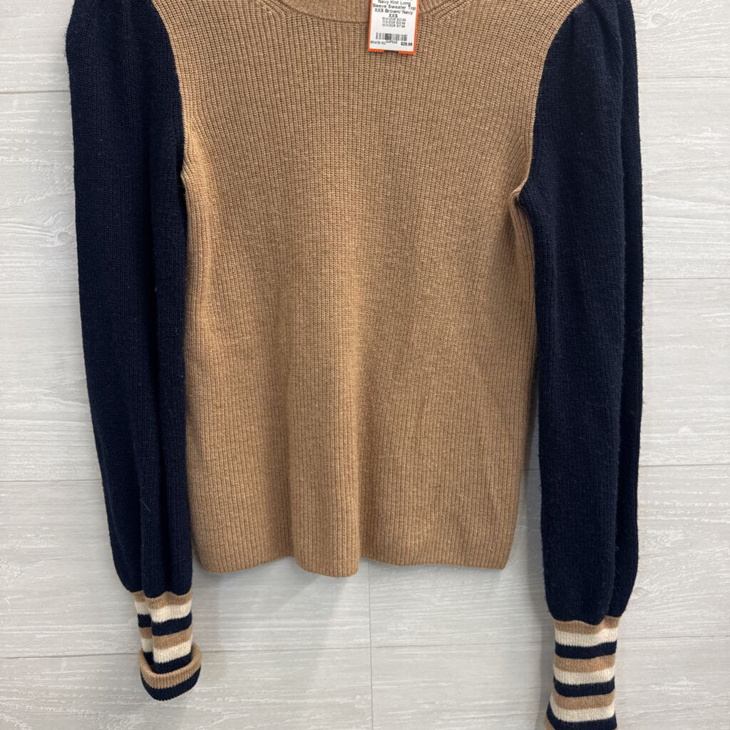 Madewell Brown/ Navy Knit Long Sleeve Sweater Top XXS