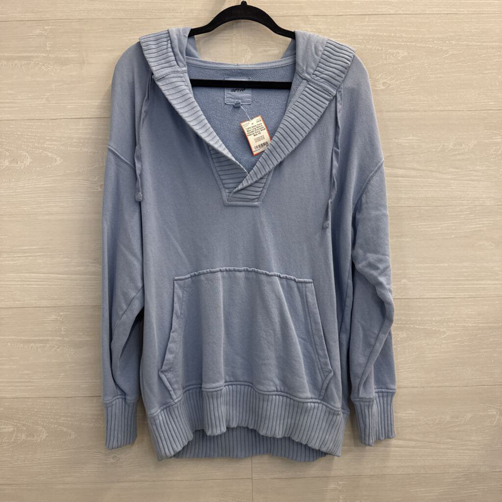 Aerie Blue Long Sleeve Hooded Oversized Pullover Extra Small