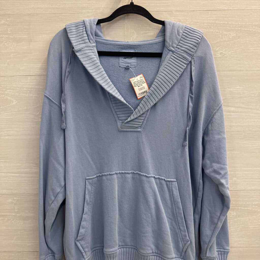 Aerie Blue Long Sleeve Hooded Oversized Pullover Extra Small