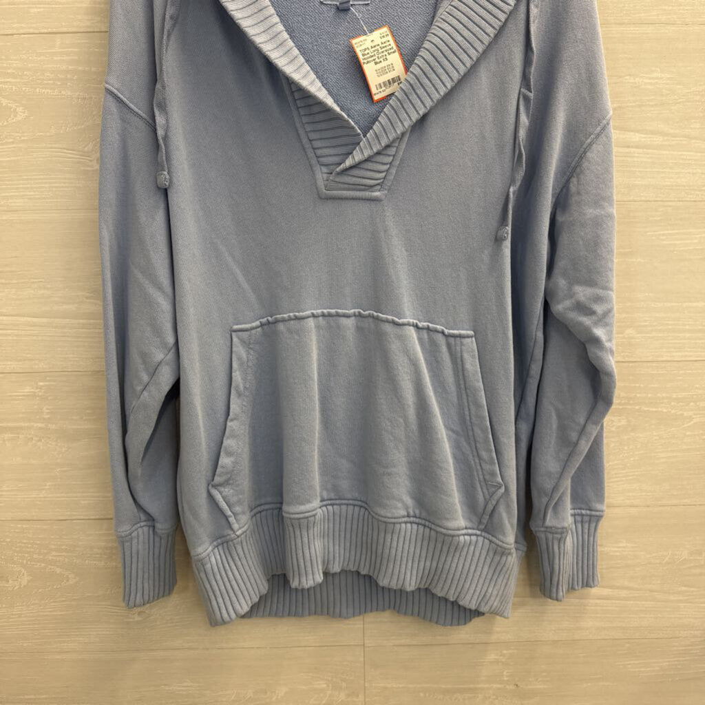 Aerie Blue Long Sleeve Hooded Oversized Pullover Extra Small