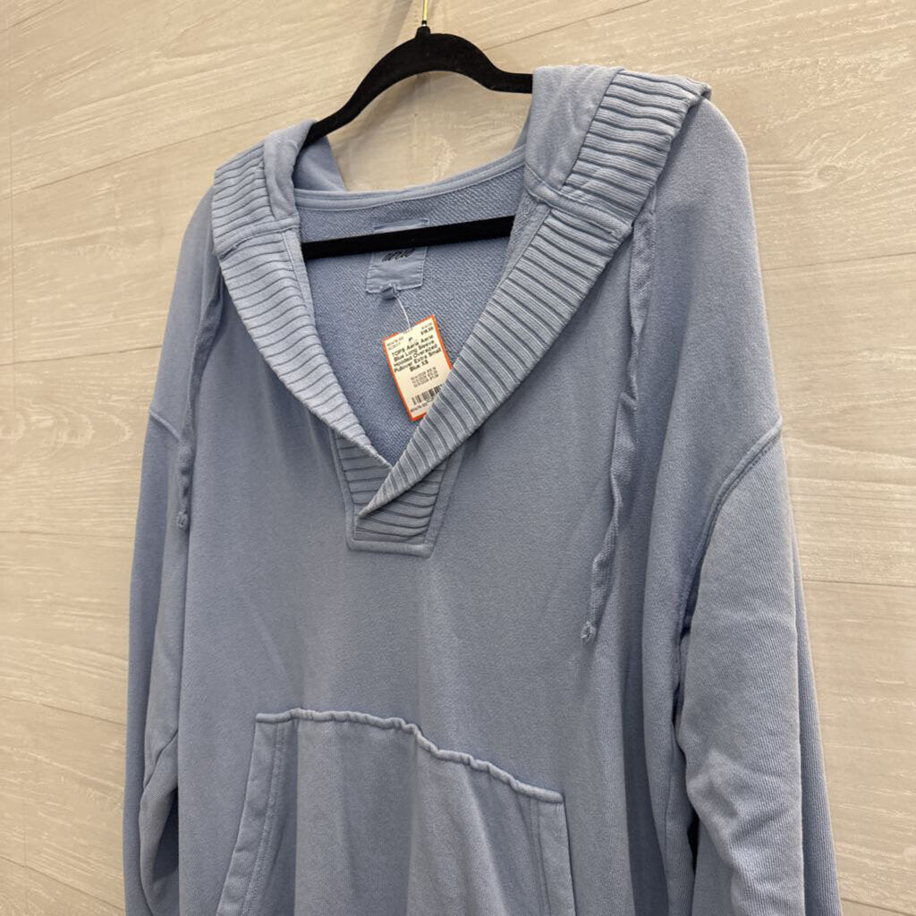 Aerie Blue Long Sleeve Hooded Oversized Pullover Extra Small