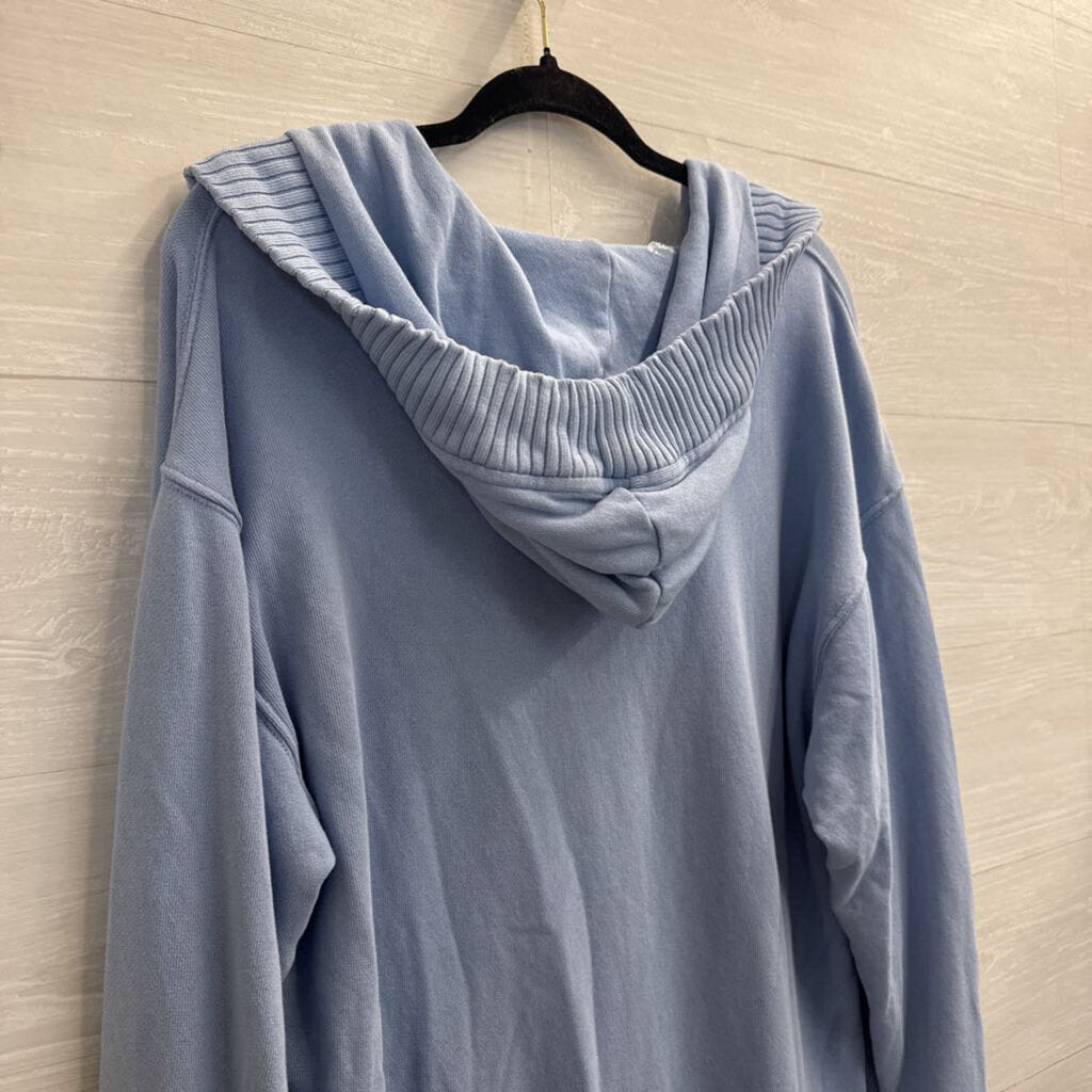 Aerie Blue Long Sleeve Hooded Oversized Pullover Extra Small