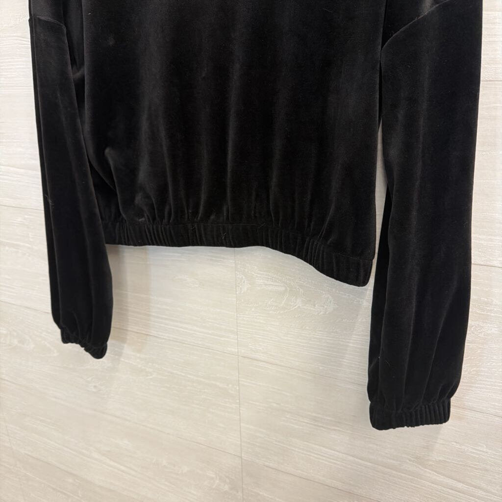 Truth by Republic Black Velvet Cropped Long Sleeve Top Extra Small