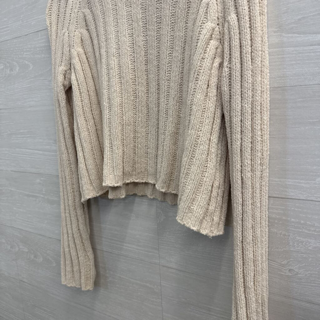 American Eagle Cream Soft Knit Cropped Mock Neck Sweater Extra Small