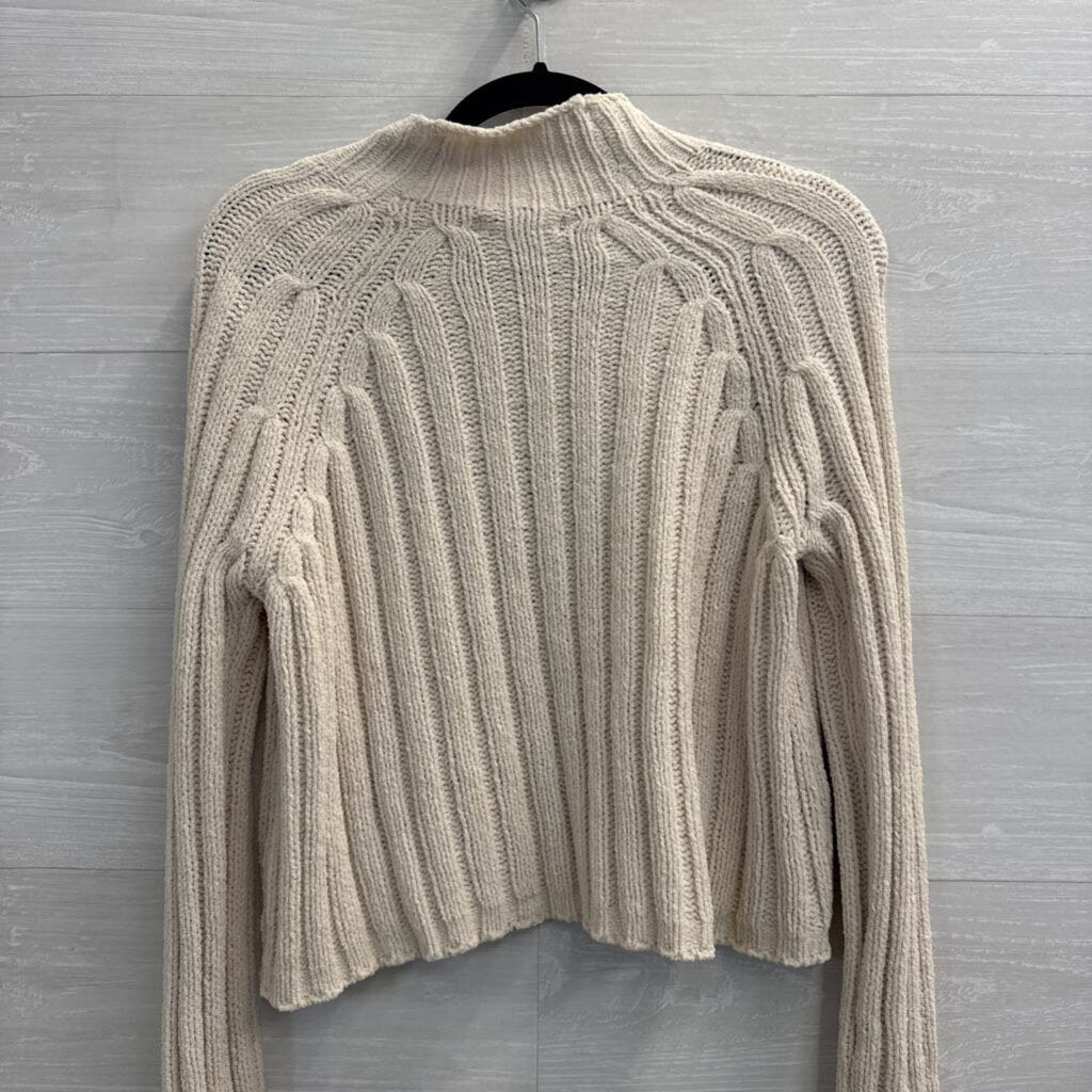 American Eagle Cream Soft Knit Cropped Mock Neck Sweater Extra Small