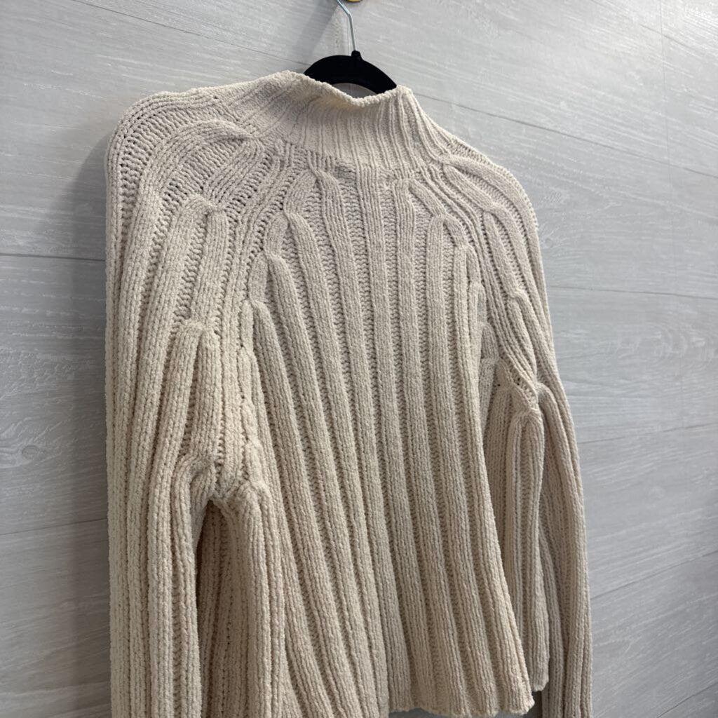 American Eagle Cream Soft Knit Cropped Mock Neck Sweater Extra Small
