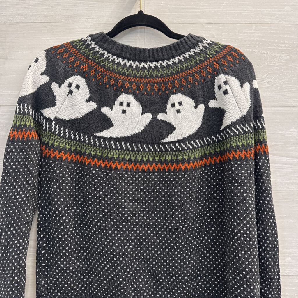 Mod Cloth Grey/ Multi Knit Ghost Cardigan Sweater Medium