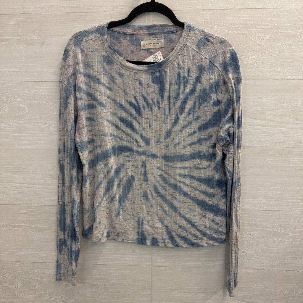 Lucky Brand Blue Tie Dye Cropped Long Sleeve Top Small
