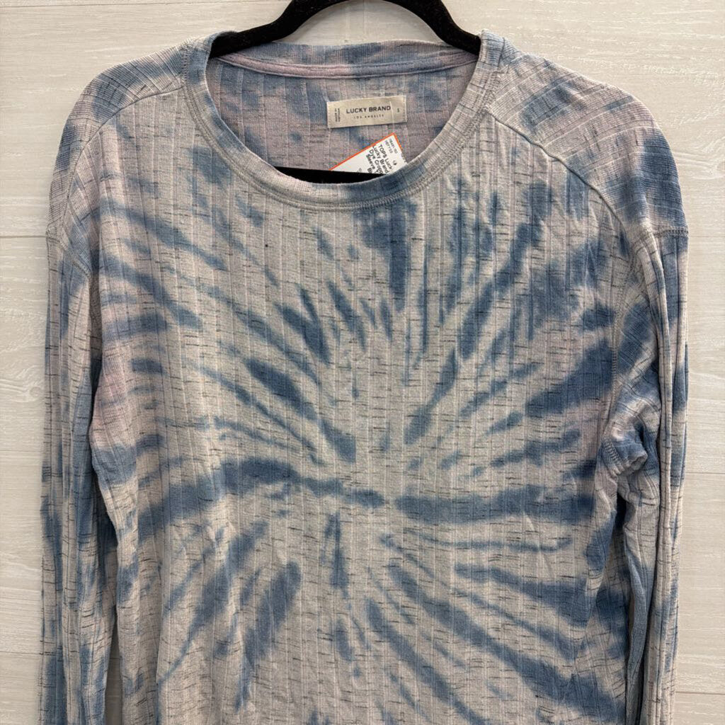 Lucky Brand Blue Tie Dye Cropped Long Sleeve Top Small