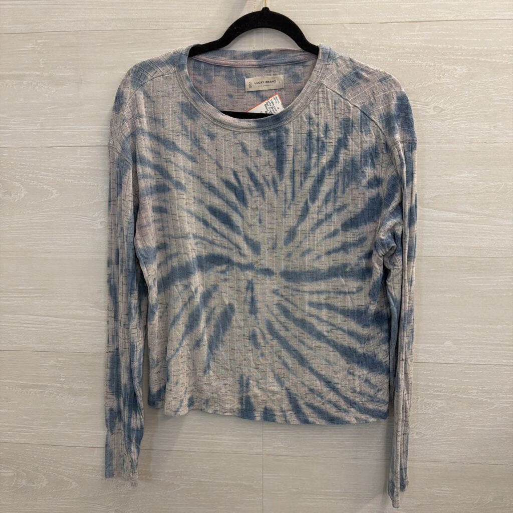 Lucky Brand Blue Tie Dye Cropped Long Sleeve Top Small