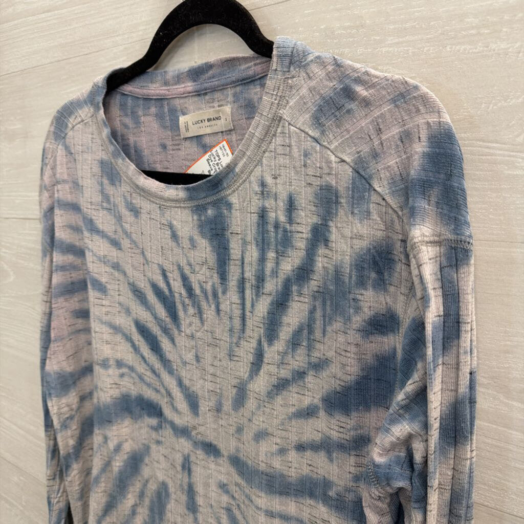 Lucky Brand Blue Tie Dye Cropped Long Sleeve Top Small