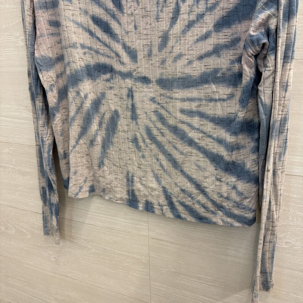 Lucky Brand Blue Tie Dye Cropped Long Sleeve Top Small