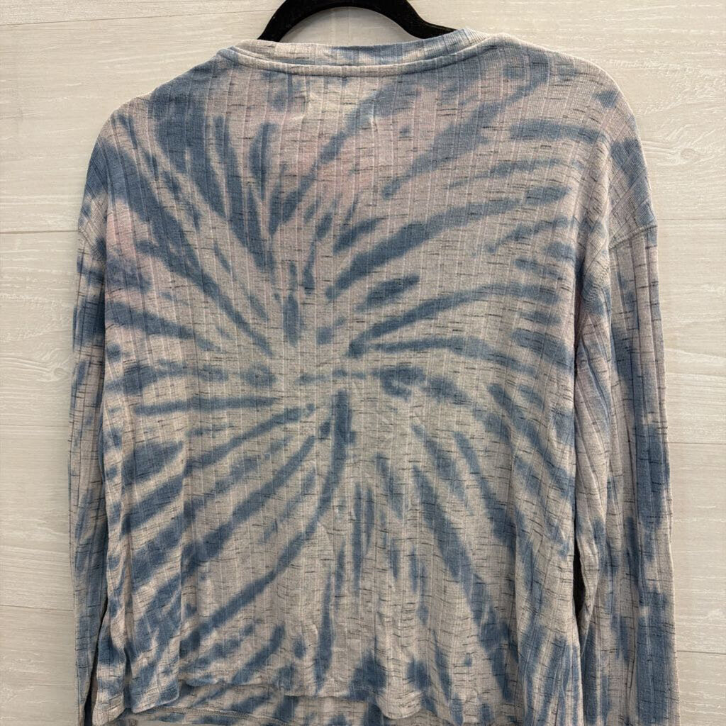 Lucky Brand Blue Tie Dye Cropped Long Sleeve Top Small
