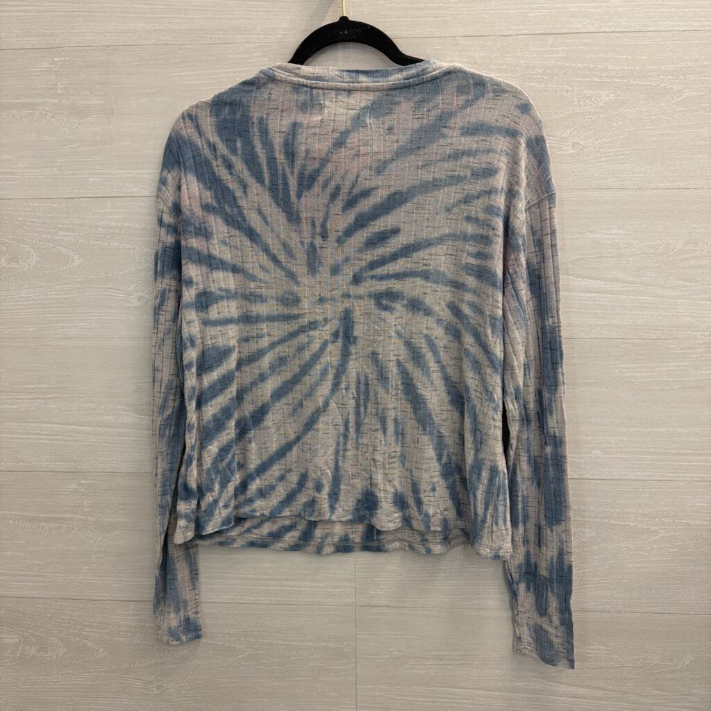 Lucky Brand Blue Tie Dye Cropped Long Sleeve Top Small