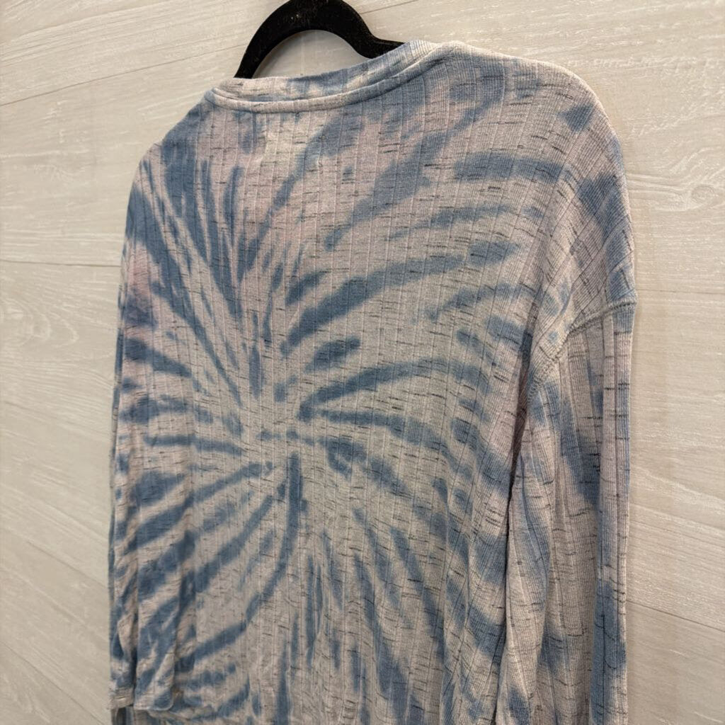 Lucky Brand Blue Tie Dye Cropped Long Sleeve Top Small