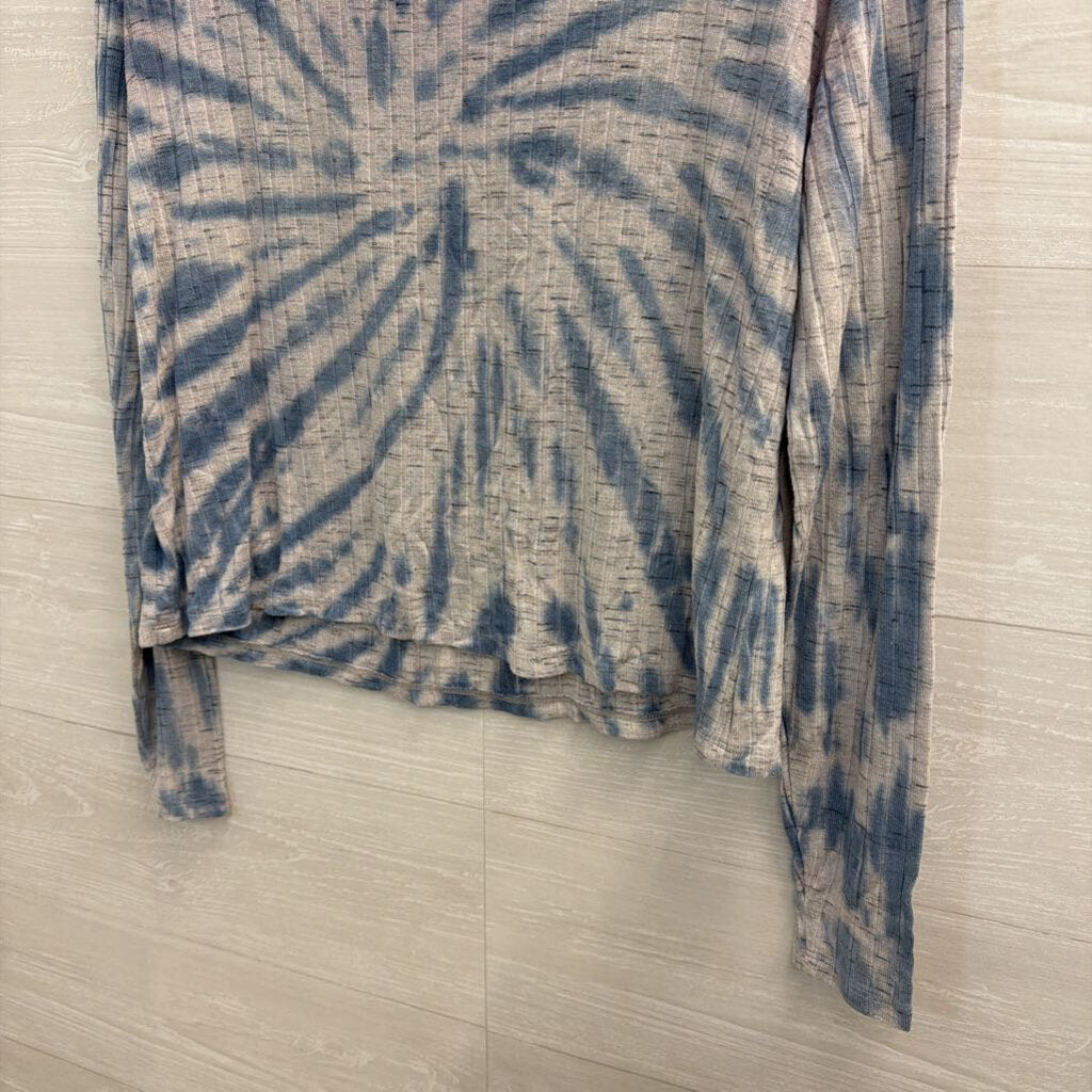 Lucky Brand Blue Tie Dye Cropped Long Sleeve Top Small