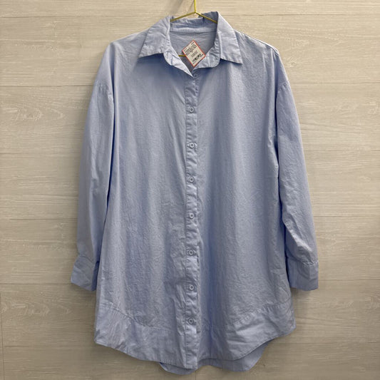 Lyaner Blue Long Sleeve Button Down Dress Medium