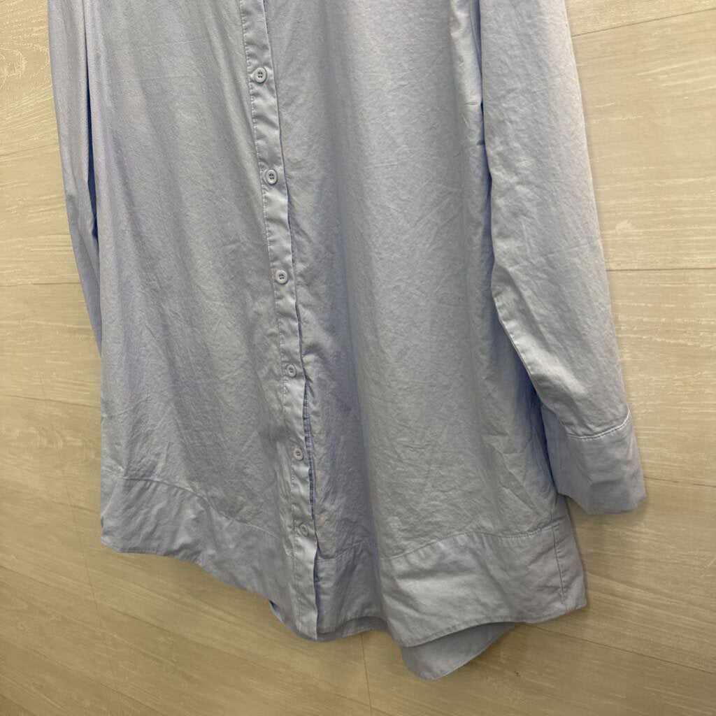 Lyaner Blue Long Sleeve Button Down Dress Medium