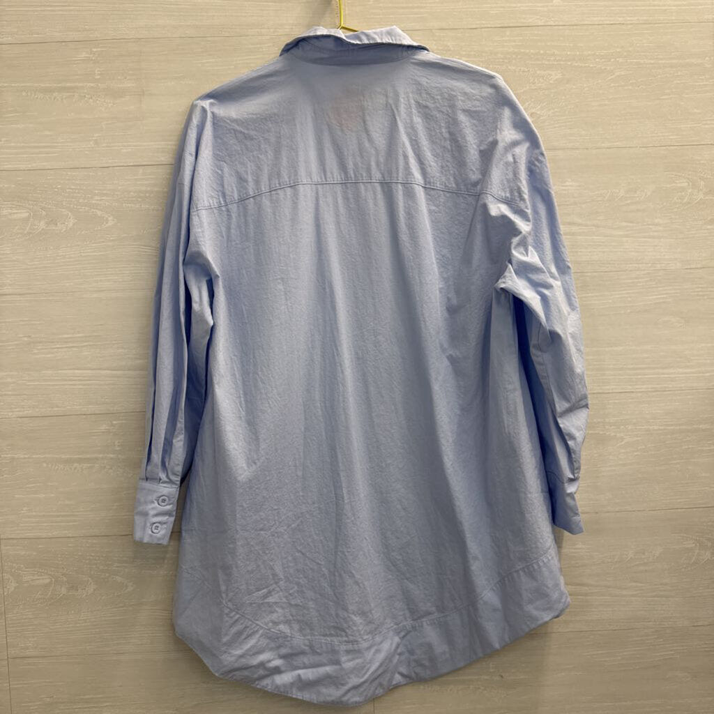 Lyaner Blue Long Sleeve Button Down Dress Medium