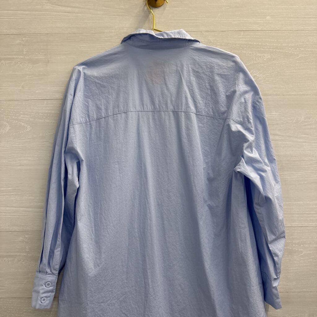 Lyaner Blue Long Sleeve Button Down Dress Medium