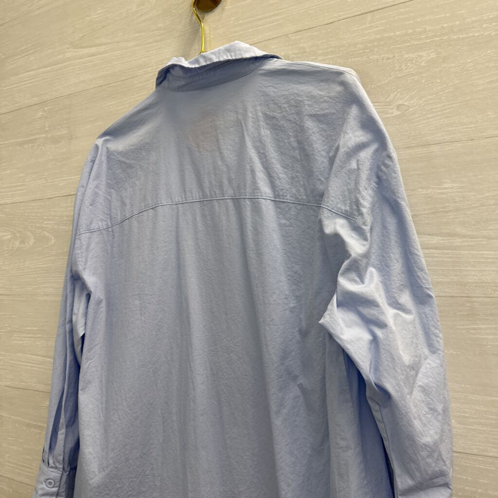 Lyaner Blue Long Sleeve Button Down Dress Medium