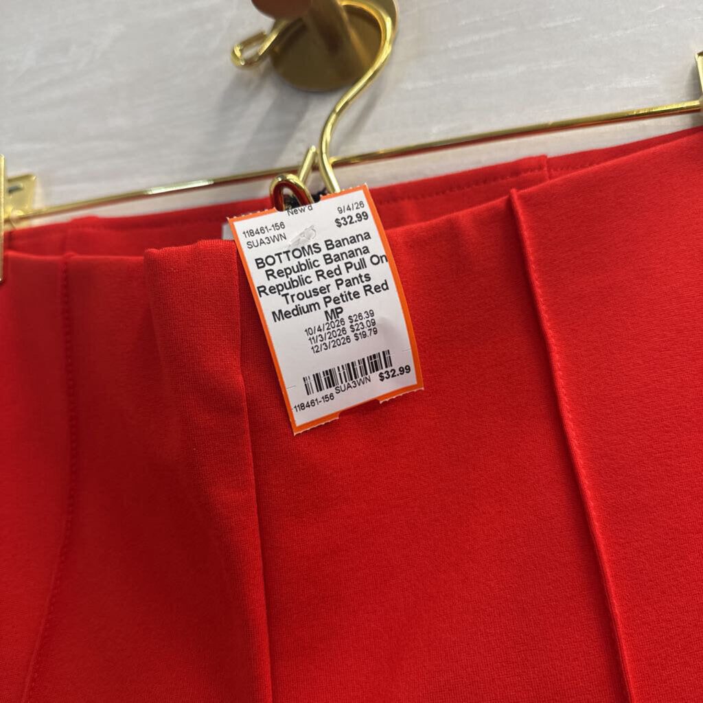 Banana Republic Red Pull On Trouser Pants Medium Petite