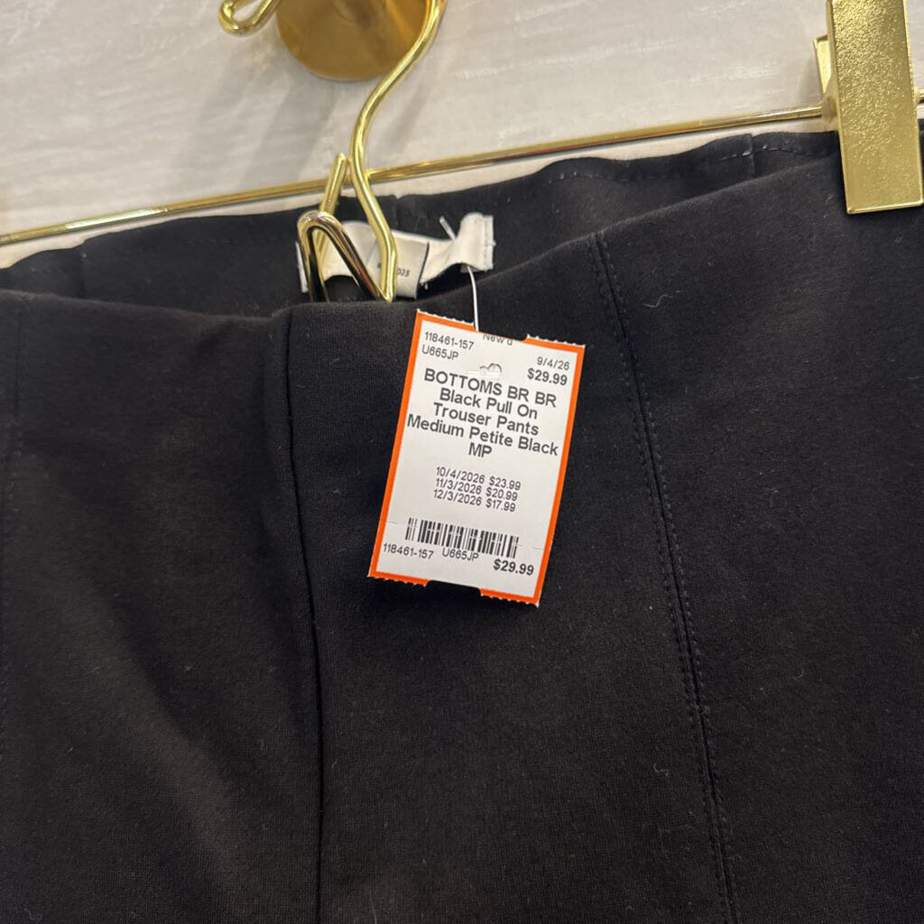 BR Black Pull On Trouser Pants Medium Petite