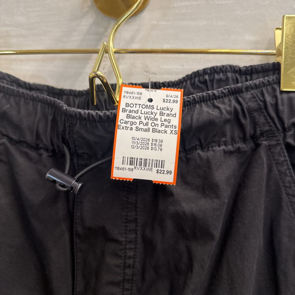 Lucky Brand Black Wide Leg Cargo Pull On Pants Extra Small