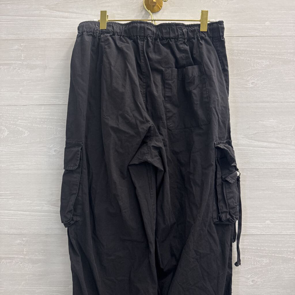 Lucky Brand Black Wide Leg Cargo Pull On Pants Extra Small