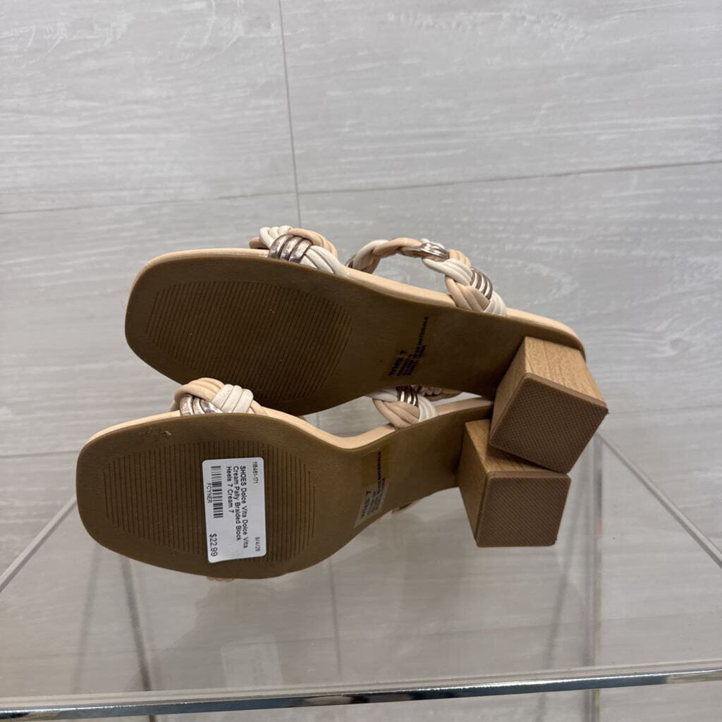 Dolce Vita Cream Paily Braided Block Heels 7