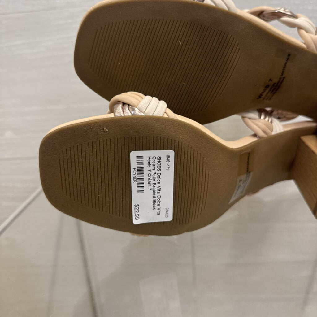 Dolce Vita Cream Paily Braided Block Heels 7