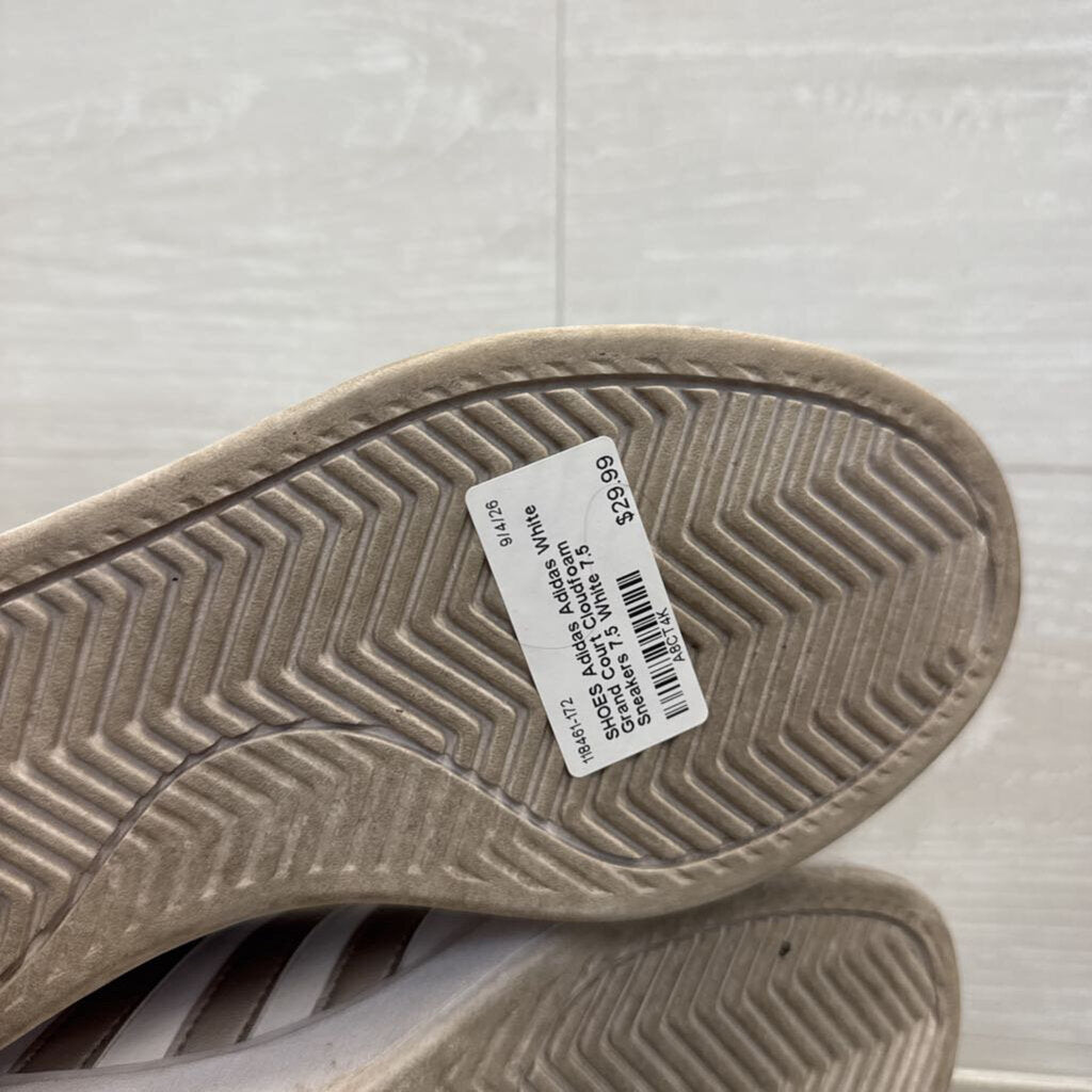 Adidas White Grand Court Cloudfoam Sneakers 7.5