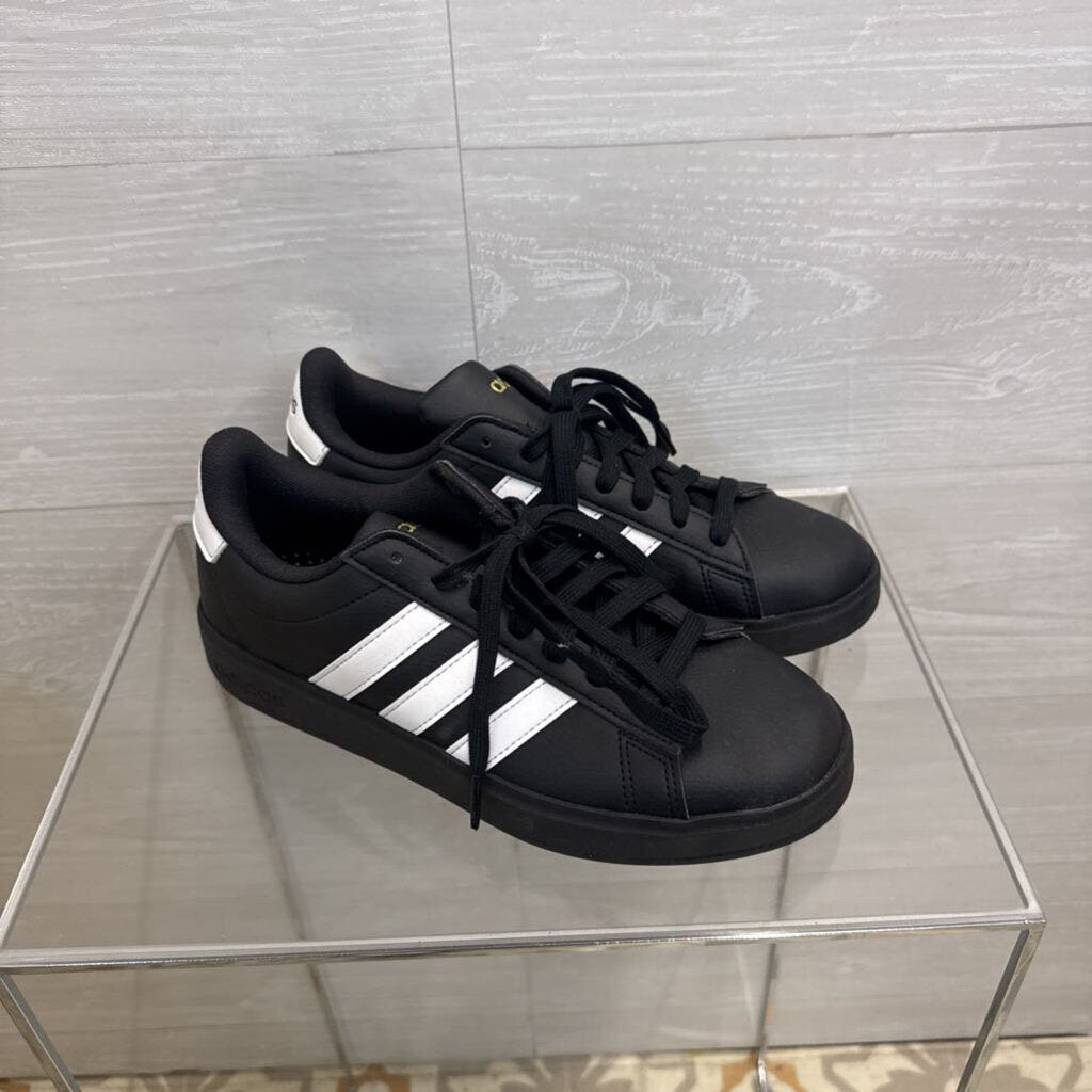 Adidas Black/ White Leather Grand Court Sneakers 8
