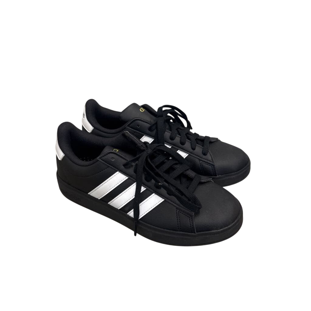 Adidas Black/ White Leather Grand Court Sneakers 8